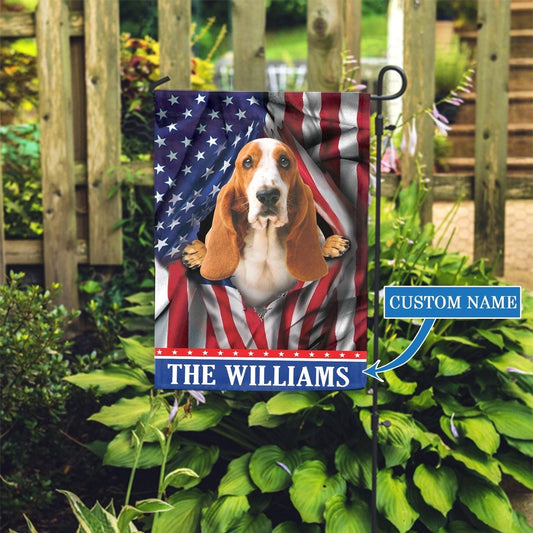Personalized Dog Flags, Usa Basset Hound Garden Flag, Garden Flags Dogs, Dog House Flags