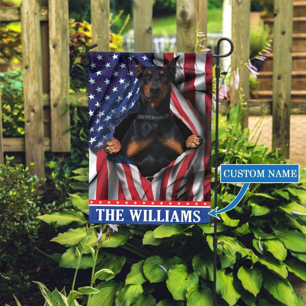 Personalized Dog Flags, Usa Doberman Garden Flag, Garden Flags Dogs, Dog House Flags