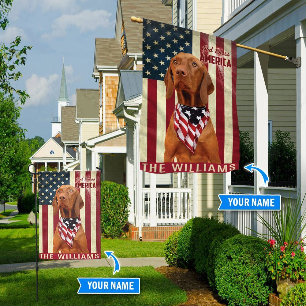 Personalized Dog Flags, Vizsla God Bless America Flag, Garden Flags Dogs, Dog House Flags