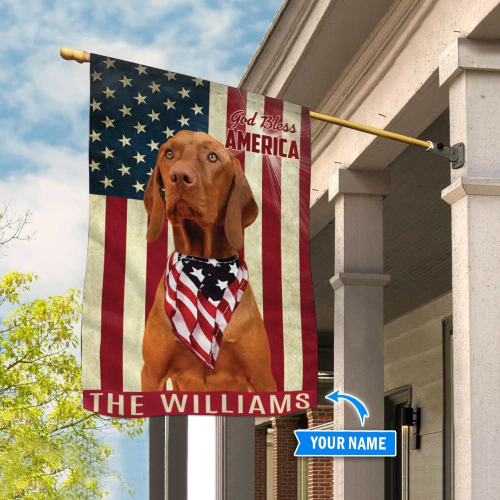 Personalized Dog Flags, Vizsla God Bless America Flag, Garden Flags Dogs, Dog House Flags