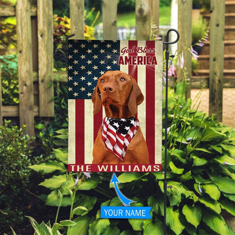Personalized Dog Flags, Vizsla God Bless America Flag, Garden Flags Dogs, Dog House Flags