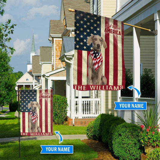 Personalized Dog Flags, Weimaraner God Bless America Flag, American Flag Dog, Garden Flags Dogs, Dog House Flags