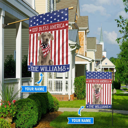 Personalized Dog Flags, Weimaraner God Bless America Flag, Dog American Flag, Garden Flags Dogs, Dog House Flags