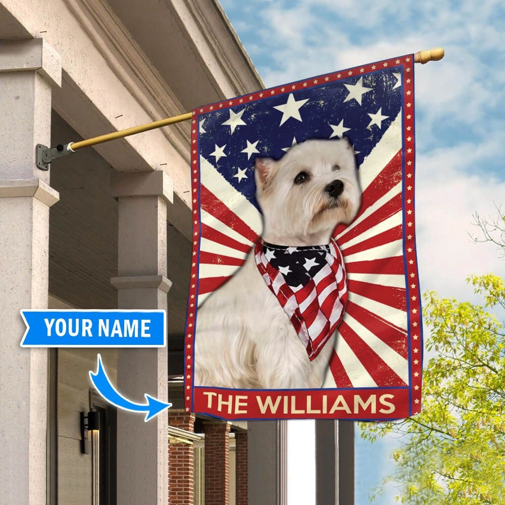 Personalized Dog Flags, West Highland White Terrier Flag, American Flag Dog, Garden Flags Dogs, Dog House Flags