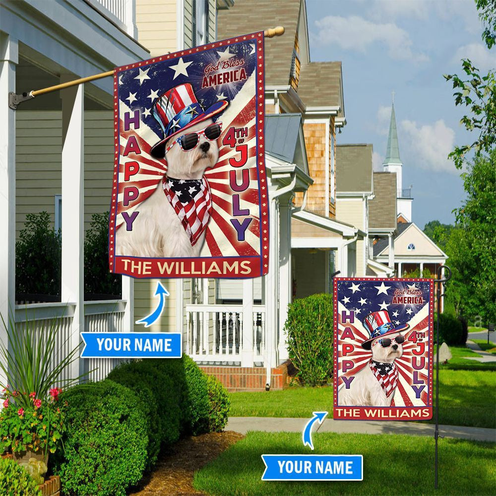 Personalized Dog Flags, West Highland White Terrier God Bless America, 4th Of July Flag, Garden Flags Dogs, Dog House Flags