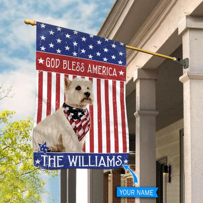 Personalized Dog Flags, West Highland White Terrier God Bless America Dog Garden Flags, Garden Flags Dogs, Dog House Flags