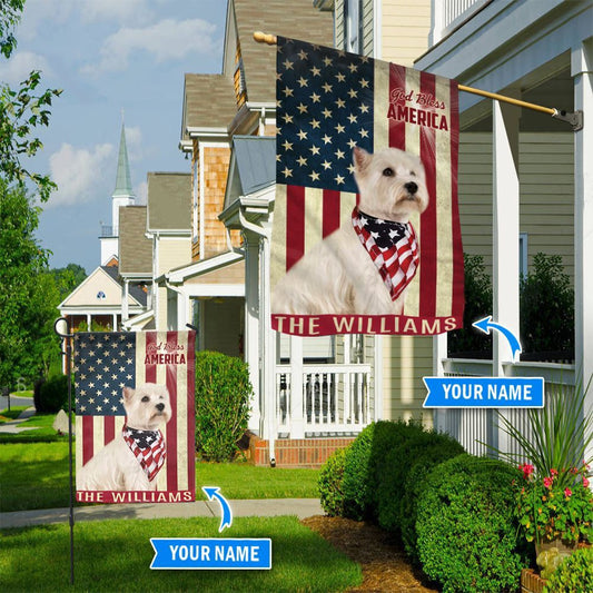Personalized Dog Flags, West Highland White Terrier God Bless America Flag, Garden Flags Dogs, Dog House Flags