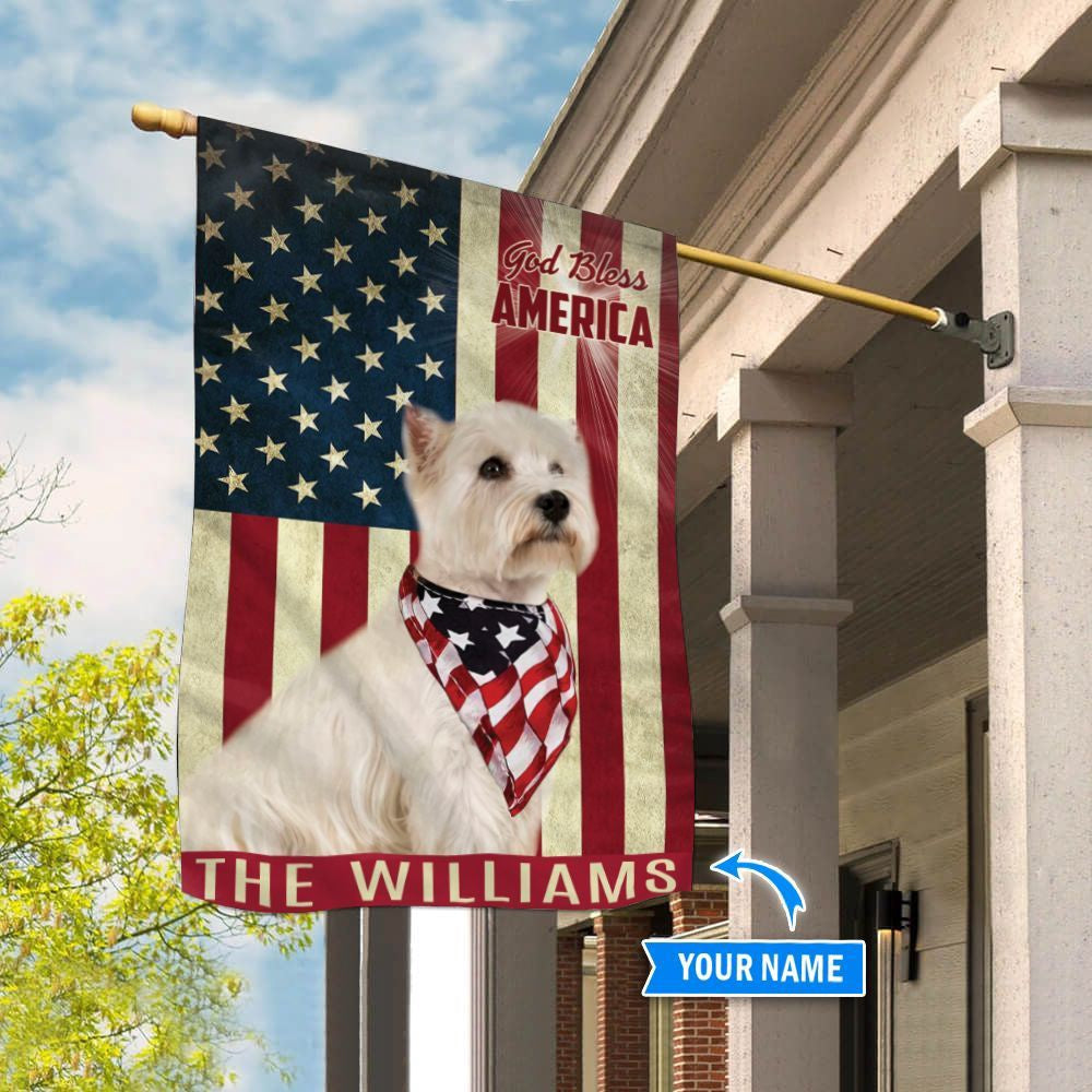 Personalized Dog Flags, West Highland White Terrier God Bless America Flag, Garden Flags Dogs, Dog House Flags