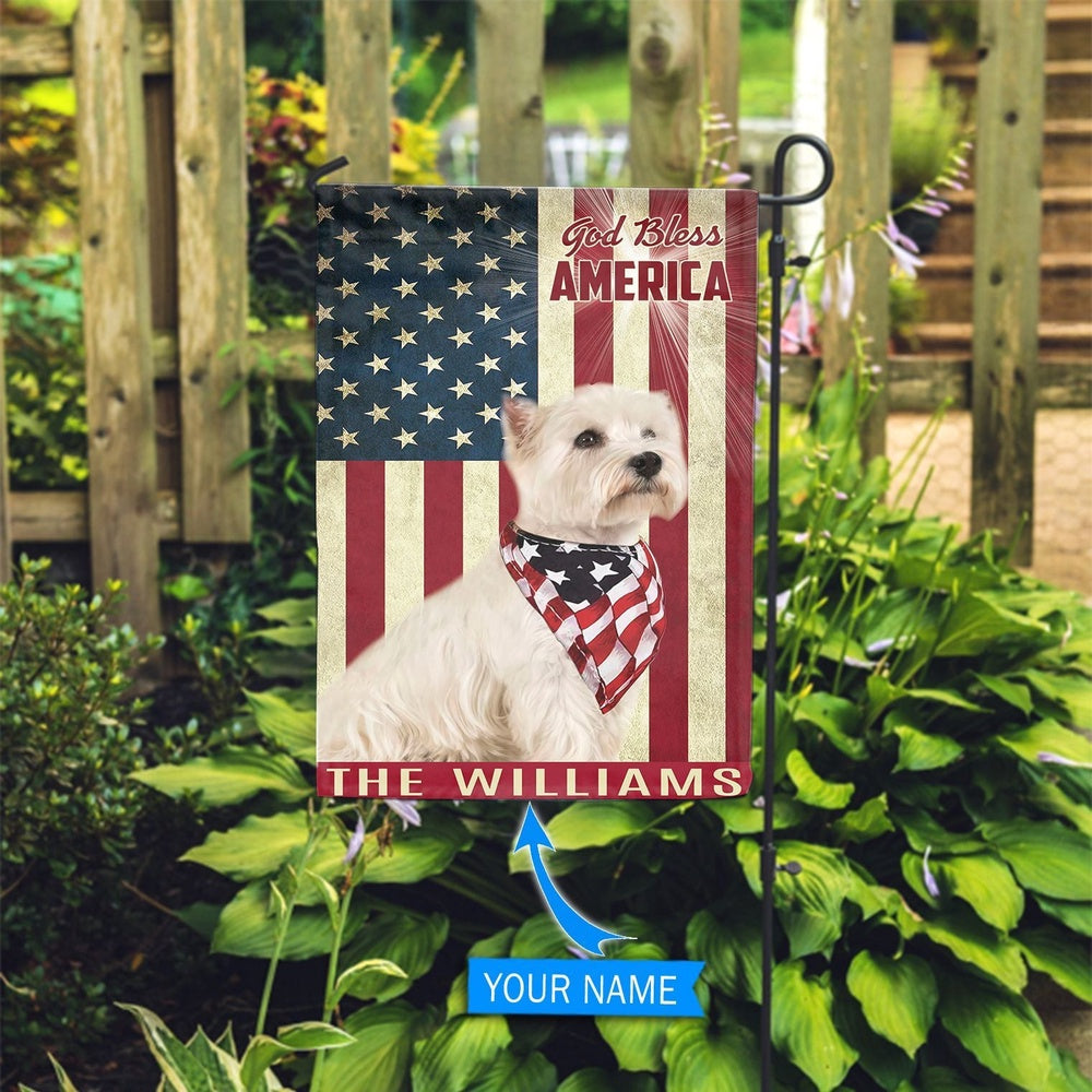 Personalized Dog Flags, West Highland White Terrier God Bless Garden Flag, Garden Flags Dogs, Dog House Flags