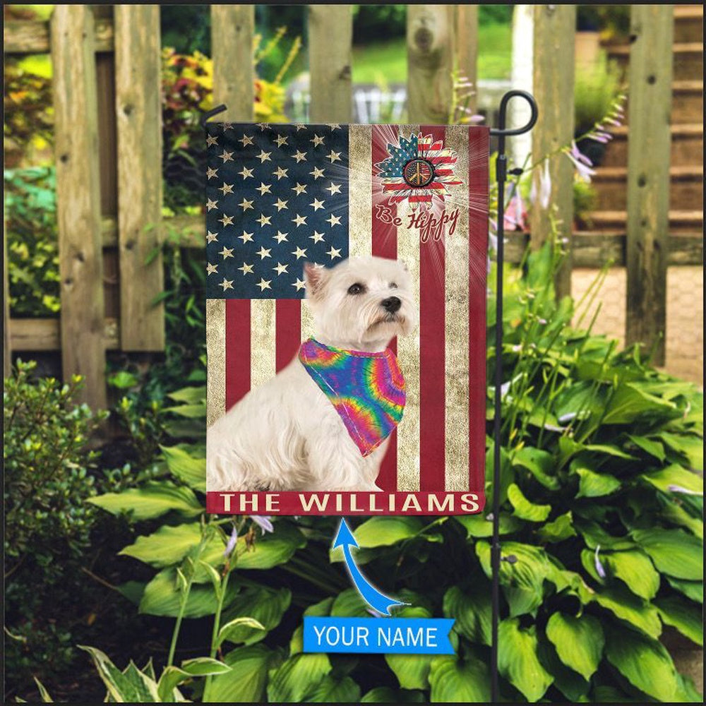 Personalized Dog Flags, West Highland White Terrier Hippie House Flag, Garden Flags Dogs, Dog House Flags