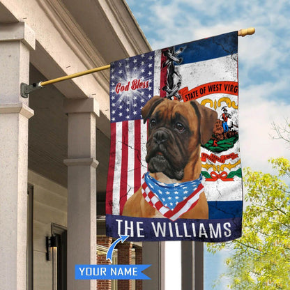 Personalized Dog Flags, West Virginia Boxer Dog God Bless House Flag, Garden Flags Dogs, Dog House Flags