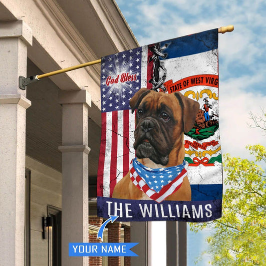 Personalized Dog Flags, West Virginia Boxer Dog God Bless House Flag, Garden Flags Dogs, Dog House Flags