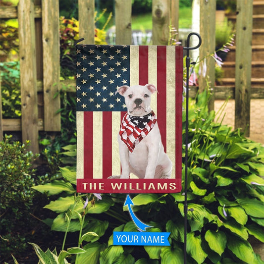 Personalized Dog Flags, White American Bulldog Flag, Garden Flags Dogs, Dog House Flags