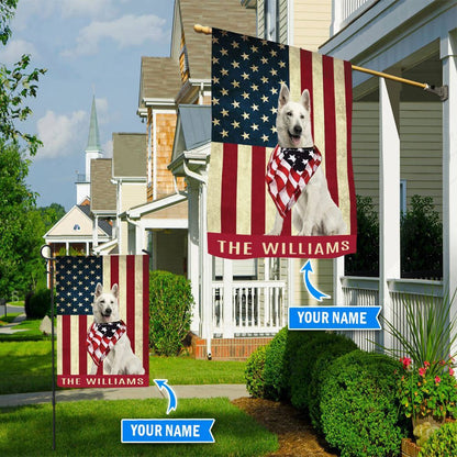 Personalized Dog Flags, White German Shepherd Flag, Garden Flags Dogs, Dog House Flags