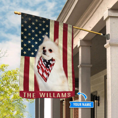 Personalized Dog Flags, White Pomeranian Flag, Garden Flags Dogs, Dog House Flags