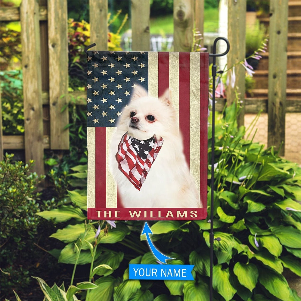 Personalized Dog Flags, White Pomeranian Flag, Garden Flags Dogs, Dog House Flags