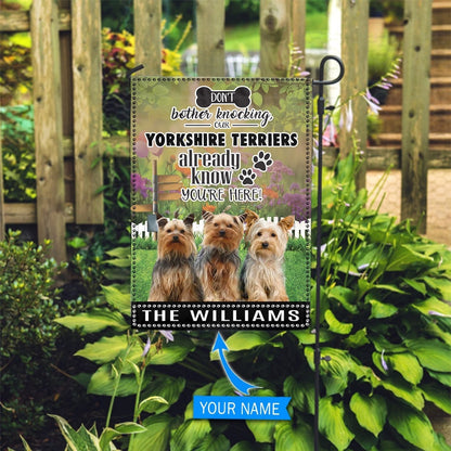 Personalized Dog Flags, Yorkshire Terrier Don't Bother Knocking Flag, Garden Flags Dogs, Dog House Flags