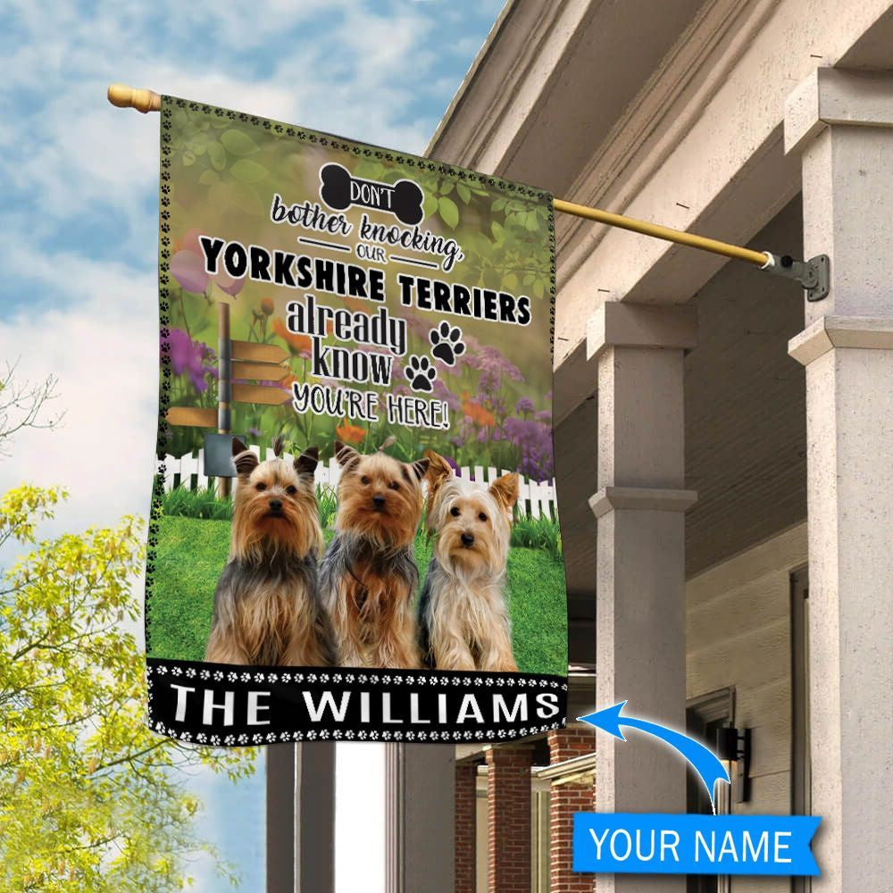 Personalized Dog Flags, Yorkshire Terrier Don't Bother Knocking Flag, Garden Flags Dogs, Dog House Flags