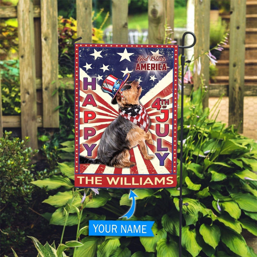Personalized Dog Flags, Yorkshire Terrier God Bless America, 4th Of July Flag, Garden Flags Dogs, Dog House Flags