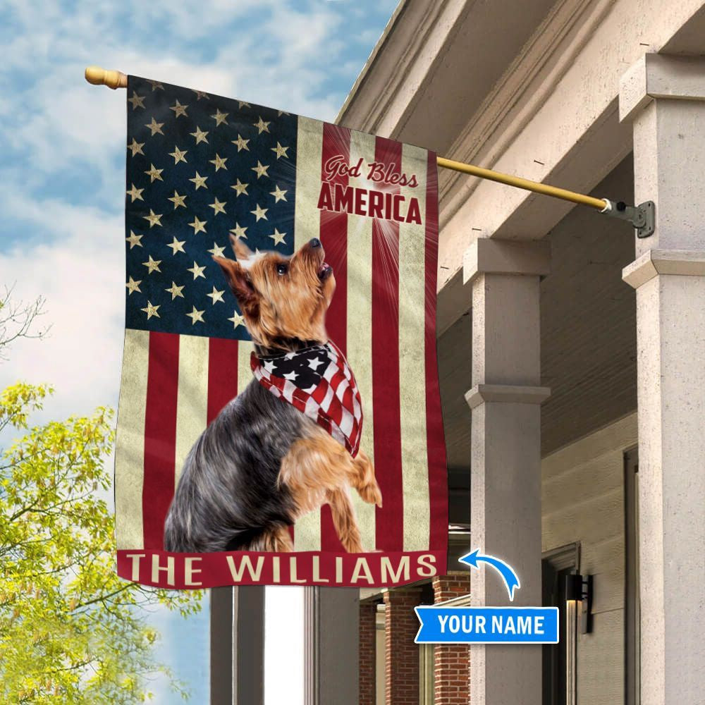 Personalized Dog Flags, Yorkshire Terrier God Bless America Flag, Garden Flags Dogs, Dog House Flags