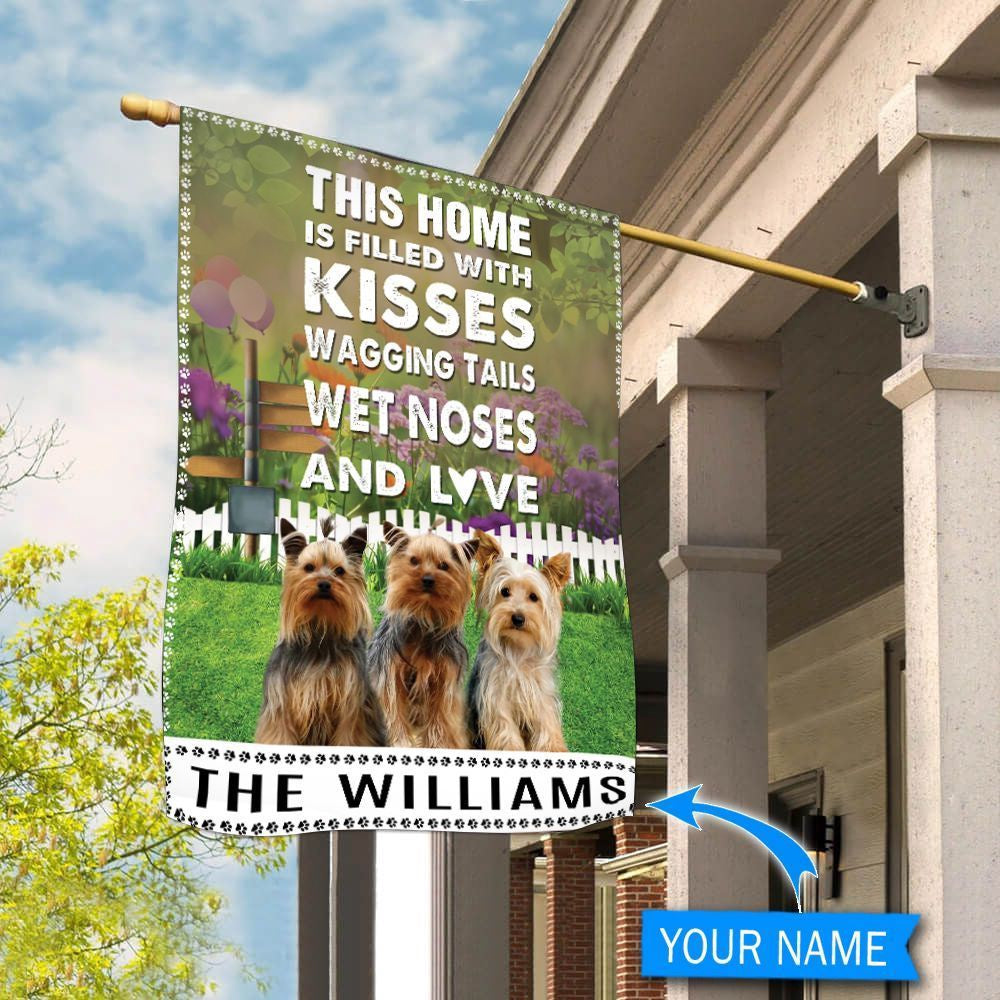 Personalized Dog Flags, Yorkshire Terrier This Home Is Filled With Kisses Dog Garden Flags, Garden Flags Dogs, Dog House Flags