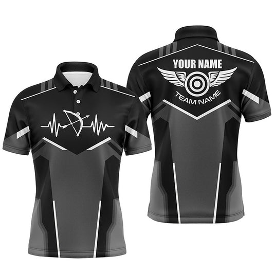 Personalized Funny Archery Heartbeat Polo Shirts For Men Custom Name Archery Jersey  White, Archery Team Shirts, Custom Archery Shirts