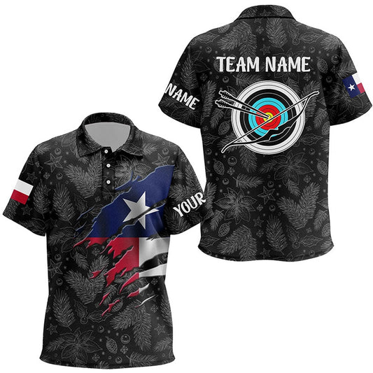 Personalized Funny Christmas Texas Archery Polo Shirts For Patriot, Archery Christmas Shirts, Archery Team Shirts, Custom Archery Shirts