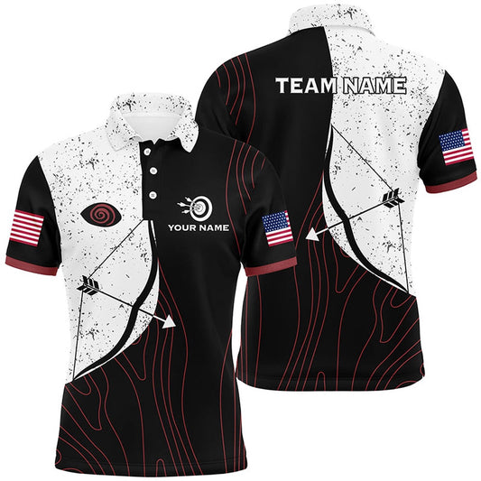 Personalized Funny Eyes Archery Bows Grunge Style Men Polo Shirts Custom Archery Shirts Design, Archery Team Shirts, Custom Archery Shirts
