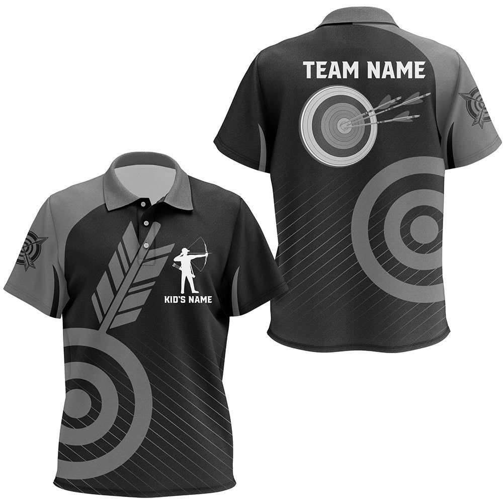 Personalized Grey Archery Jerseys Custom Archery Polo Shirts Team League Archery Shirts, Archery Team Shirts, Custom Archery Shirts