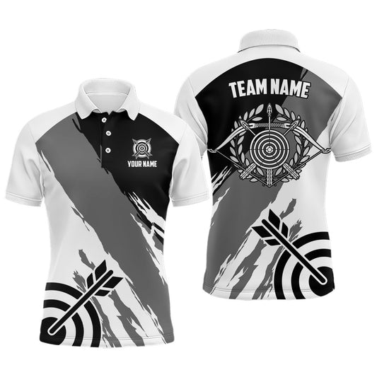 Personalized Grey Jerseys Archery Men Polo Shirts Custom Archery Target Shirts, Archery Jerseys, Archery Team Shirts, Custom Archery Shirts