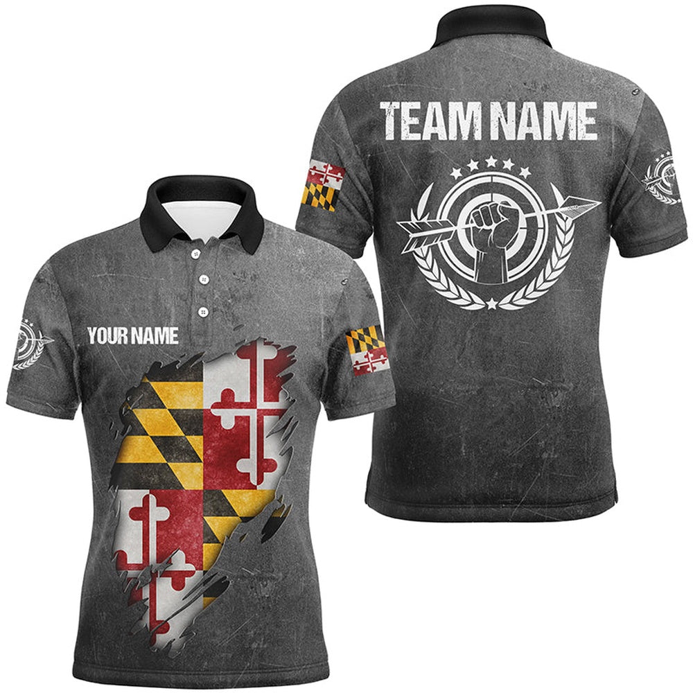 Personalized Grunge Maryland Archery Shirts For Men, Custom Maryland Flag Shirts For Archers, Archery Team Shirts, Custom Archery Shirts