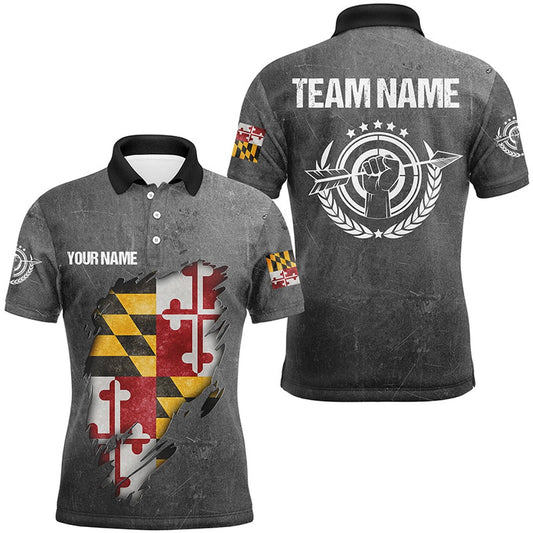 Personalized Grunge Maryland Archery Shirts For Men, Custom Maryland Flag Shirts For Archers, Archery Team Shirts, Custom Archery Shirts