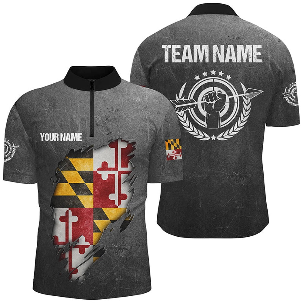 Personalized Grunge Maryland Archery Shirts For Men, Custom Maryland Flag Shirts For Archers, Archery Team Shirts, Custom Archery Shirts