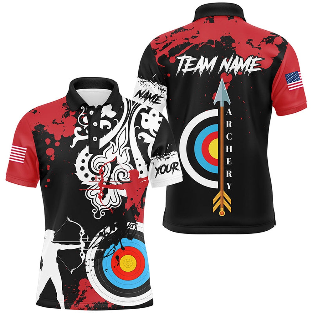 Personalized Grunge Tribal Archery Shirts For Men Custom Archery Jerseys For Team Archer Red, Archery Team Shirts, Custom Archery Shirts