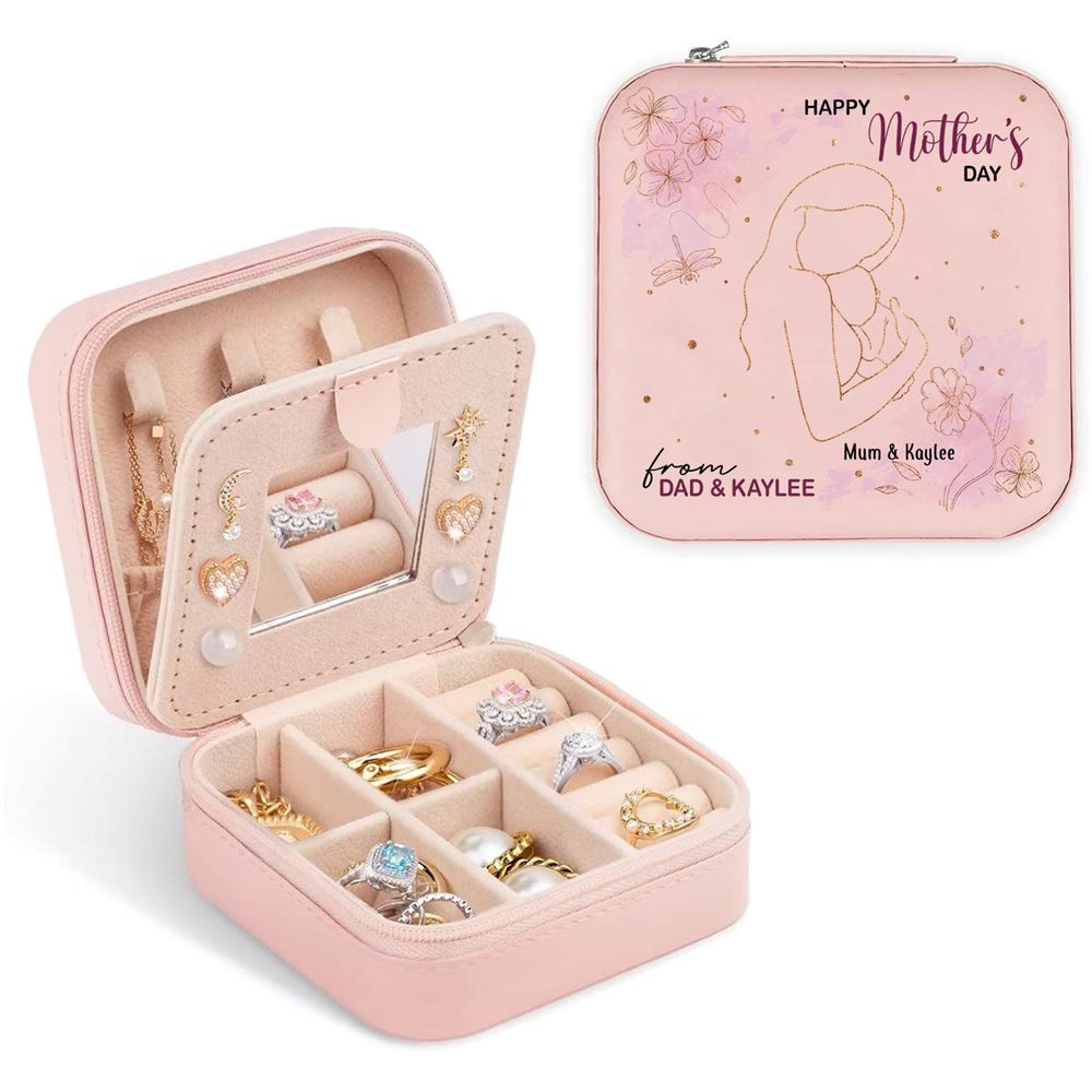 Personalized Happy Mother's Day Jewelry Box, Gift For Mother's Day, Mother's Day Jewelry Case