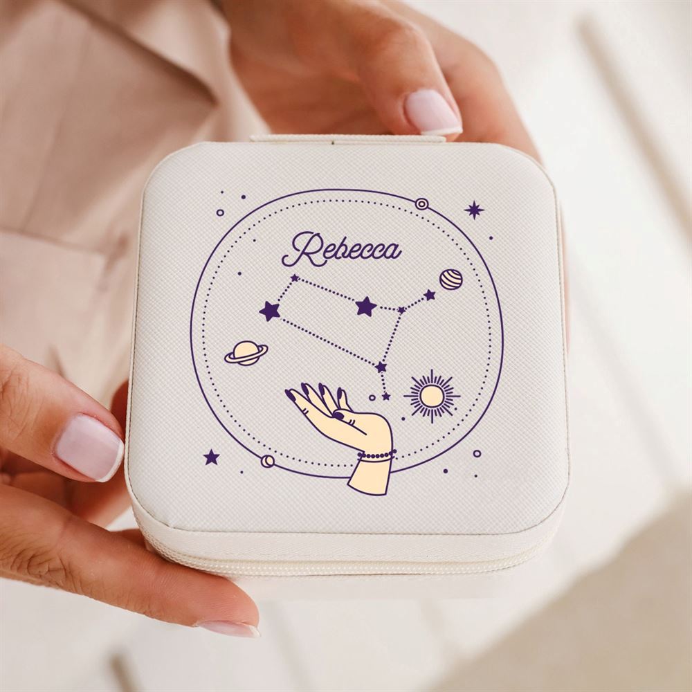 Personalized Jewelry Box For Woman, Custom Zodiac Organizer, Mother's Day Jewelry Case