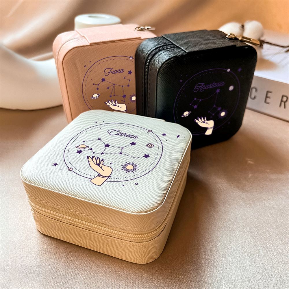 Personalized Jewelry Box For Woman, Custom Zodiac Organizer, Mother's Day Jewelry Case