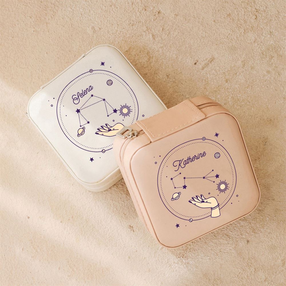 Personalized Jewelry Box For Woman, Custom Zodiac Organizer, Mother's Day Jewelry Case