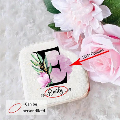 Personalized Letter Pattern & Name Jewelry Box - Travel Jewelry Case Gift For Mom, Bride, Aunt, Friends, Mother's Day Jewelry Case