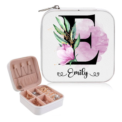 Personalized Letter Pattern & Name Jewelry Box - Travel Jewelry Case Gift For Mom, Bride, Aunt, Friends, Mother's Day Jewelry Case