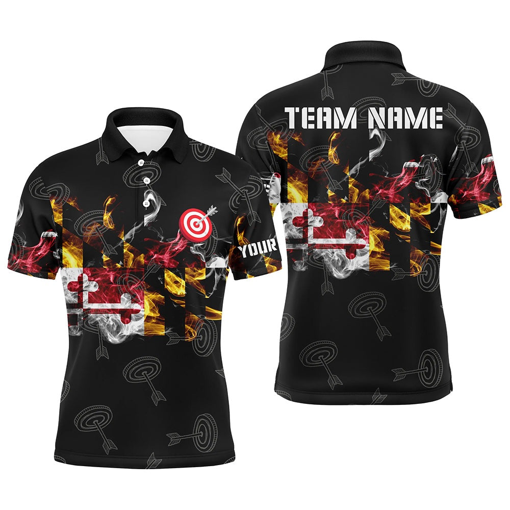 Personalized Maryland Flag Smoke Archery Shirts For Men Custom Patriotic Archery Team Jerseys, Archery Team Shirts, Custom Archery Shirts