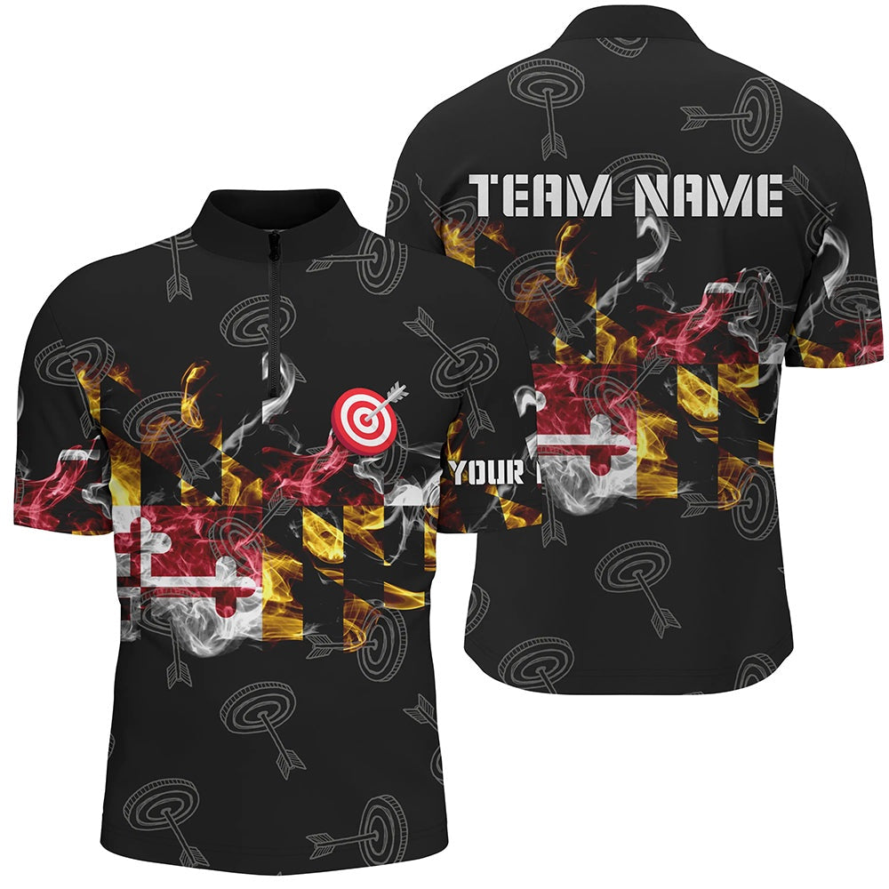 Personalized Maryland Flag Smoke Archery Shirts For Men Custom Patriotic Archery Team Jerseys, Archery Team Shirts, Custom Archery Shirts