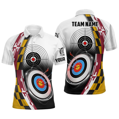 Personalized Maryland Flag Target Archery Shirts For Men Custom Patriotic Archery Team Jerseys, Archery Team Shirts, Custom Archery Shirts