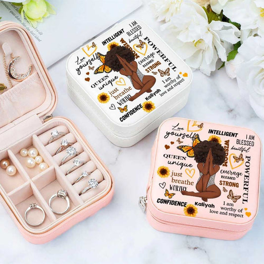 Personalized Melanin Afro Princess Jewelry Box, Gift For Mother's Day, Mother's Day Jewelry Case