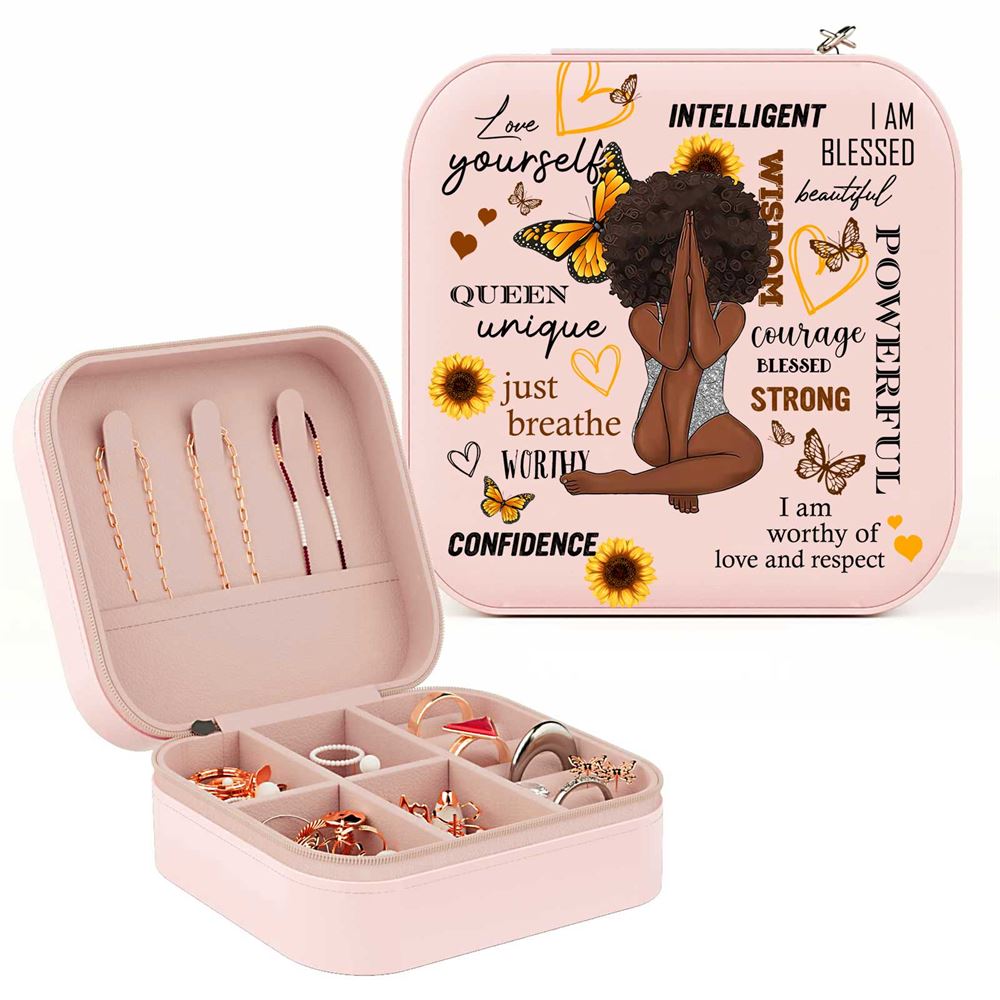 Personalized Melanin Afro Princess Jewelry Box, Gift For Mother's Day, Mother's Day Jewelry Case