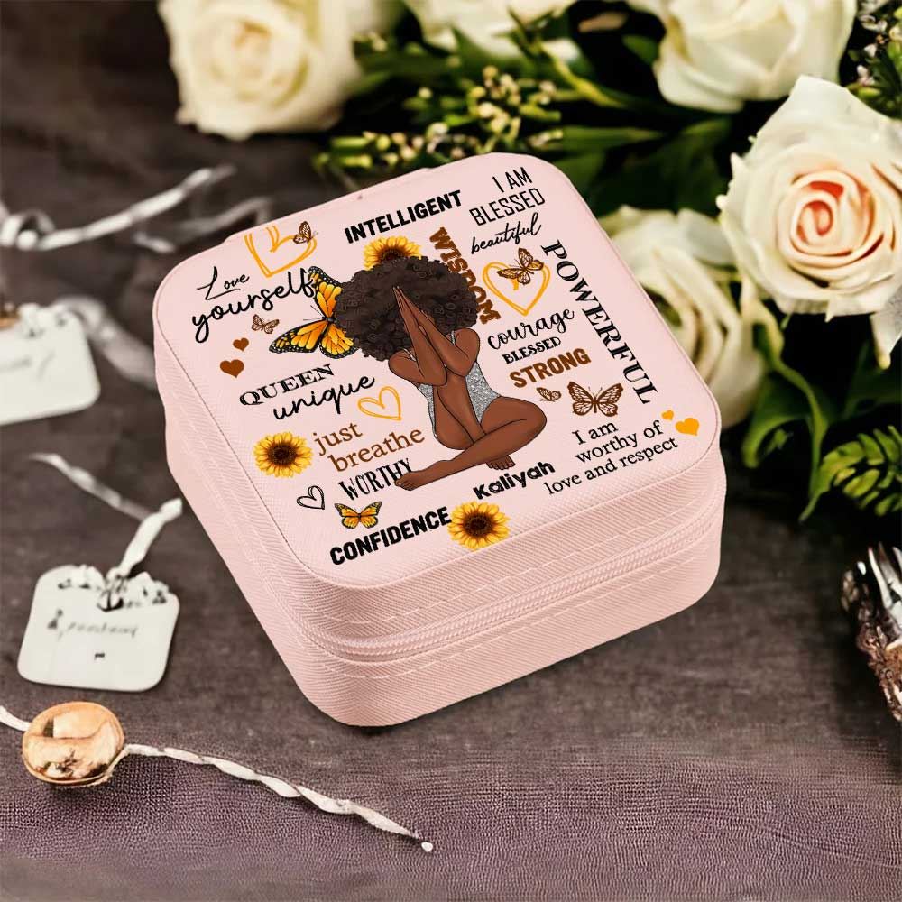 Personalized Melanin Afro Princess Jewelry Box, Gift For Mother's Day, Mother's Day Jewelry Case
