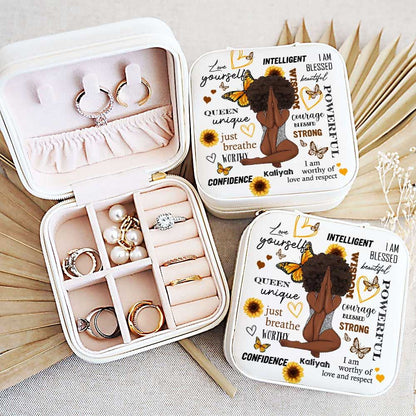 Personalized Melanin Afro Princess Jewelry Box, Gift For Mother's Day, Mother's Day Jewelry Case