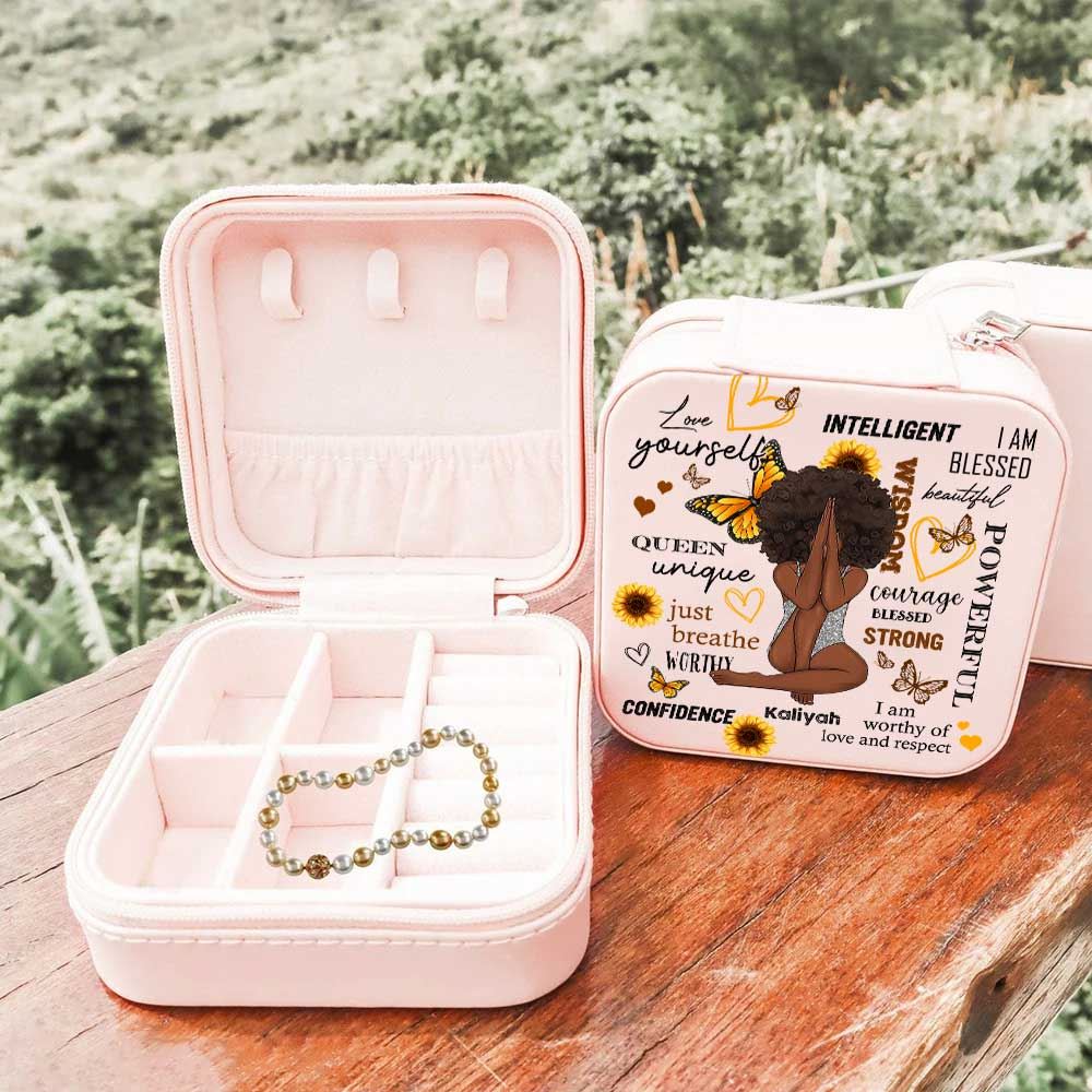 Personalized Melanin Afro Princess Jewelry Box, Gift For Mother's Day, Mother's Day Jewelry Case