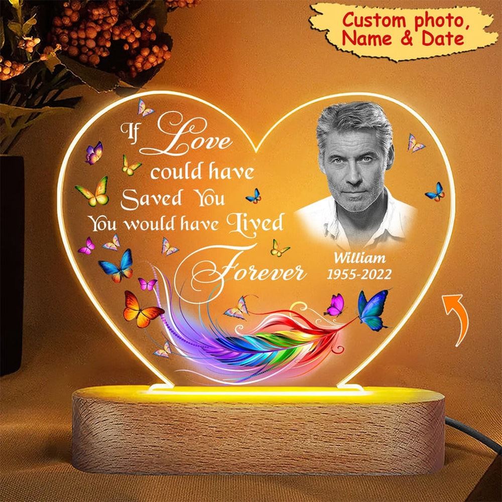 Personalized Memorial Photo LED Light, Custom photo Dad Night Light, Mother's Day Night Lights For Bedroom