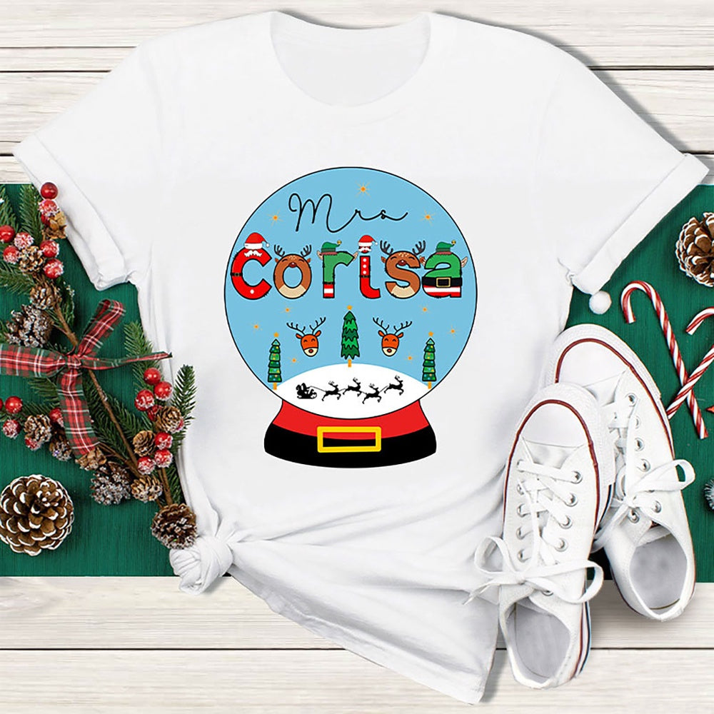 Personalized Merry Christmas Snow Scene T Shirt, Merry T Shirt, Unisex Christmas Shirts
